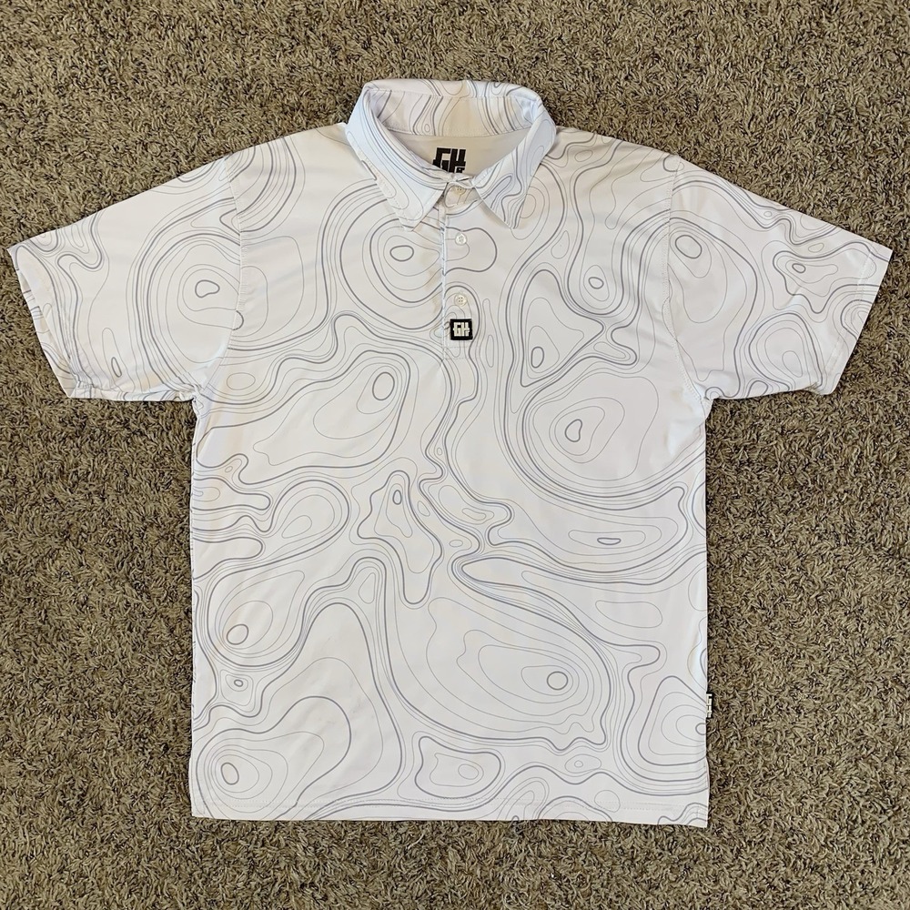Greater Half Polo Shirt Mens Small White Geometric Golf Performance Stretch